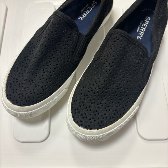 Sperry Shoes - Sperry Black and White Loafers with Textured Upper